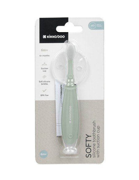 Cepillo de dientes de silicona con ventosa Softy - Babi Pitufo