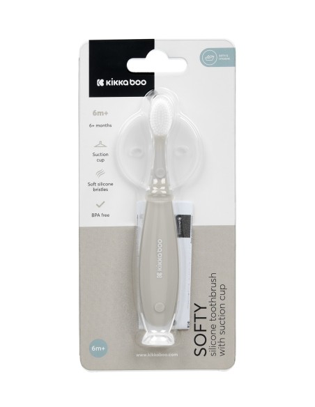 Cepillo de dientes de silicona con ventosa Softy - Babi Pitufo